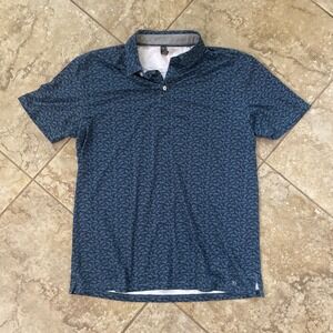AndersonOrd Mens Medium Blue Whale Print Performance Golf Polo Shirt AO Logo